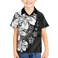 Polynesia Romantic Valentine Family Matching Tank Maxi Dress and Hawaiian Shirt Sea Turtle Couple With Black Plumeria LT05 Son's Shirt Black - Polynesian Pride