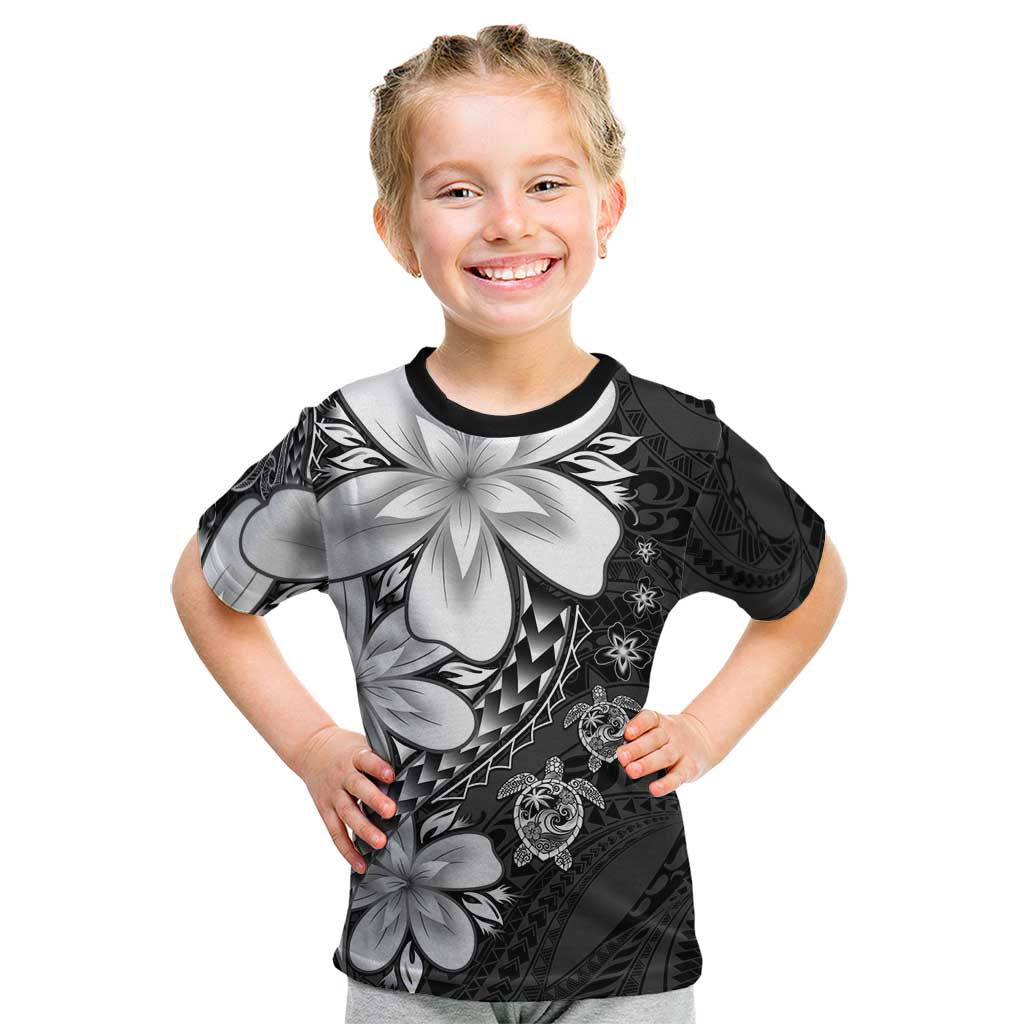 Polynesia Romantic Valentine Kid T Shirt Sea Turtle Couple With Black Plumeria