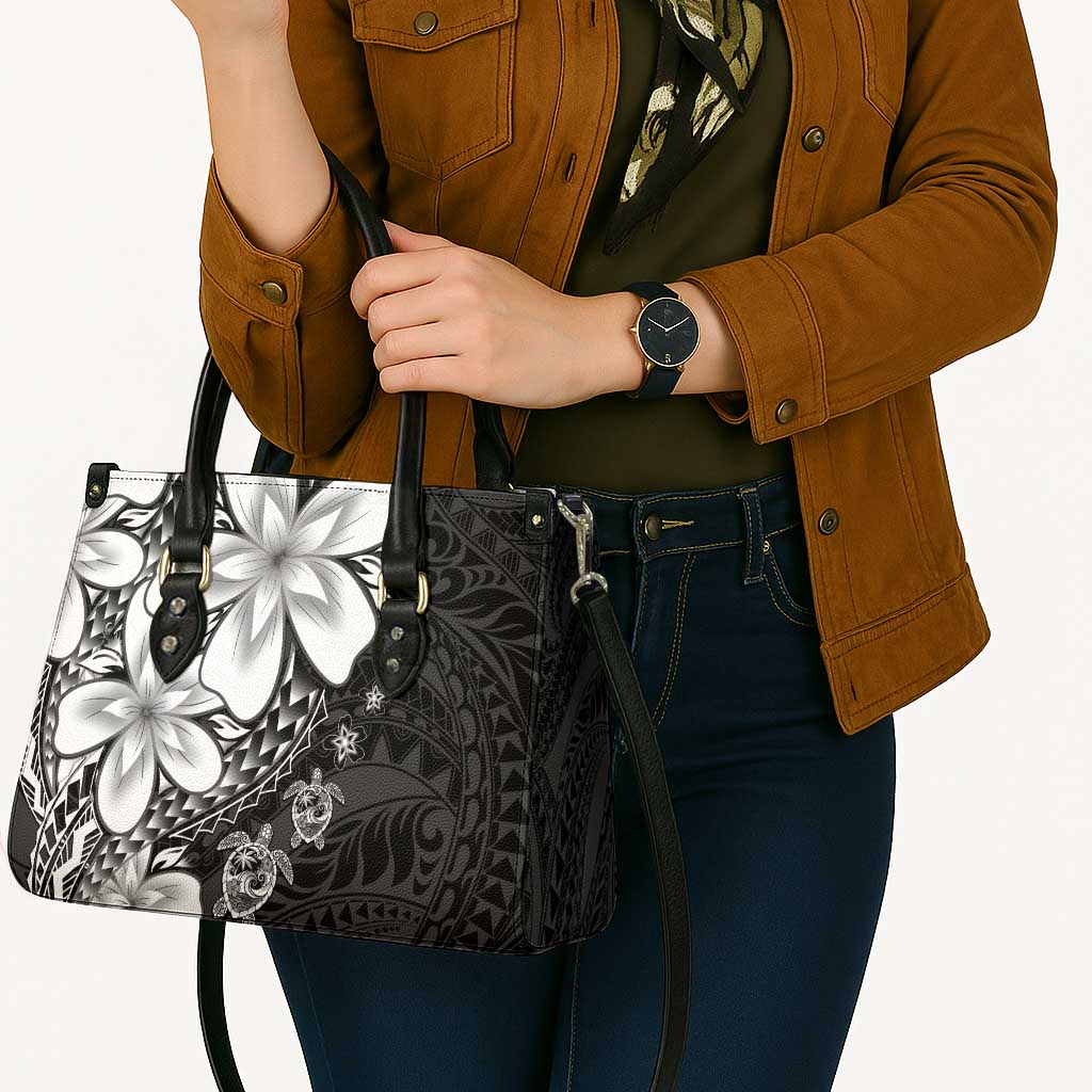Polynesia Romantic Valentine Leather Bag Sea Turtle Couple With Black Plumeria