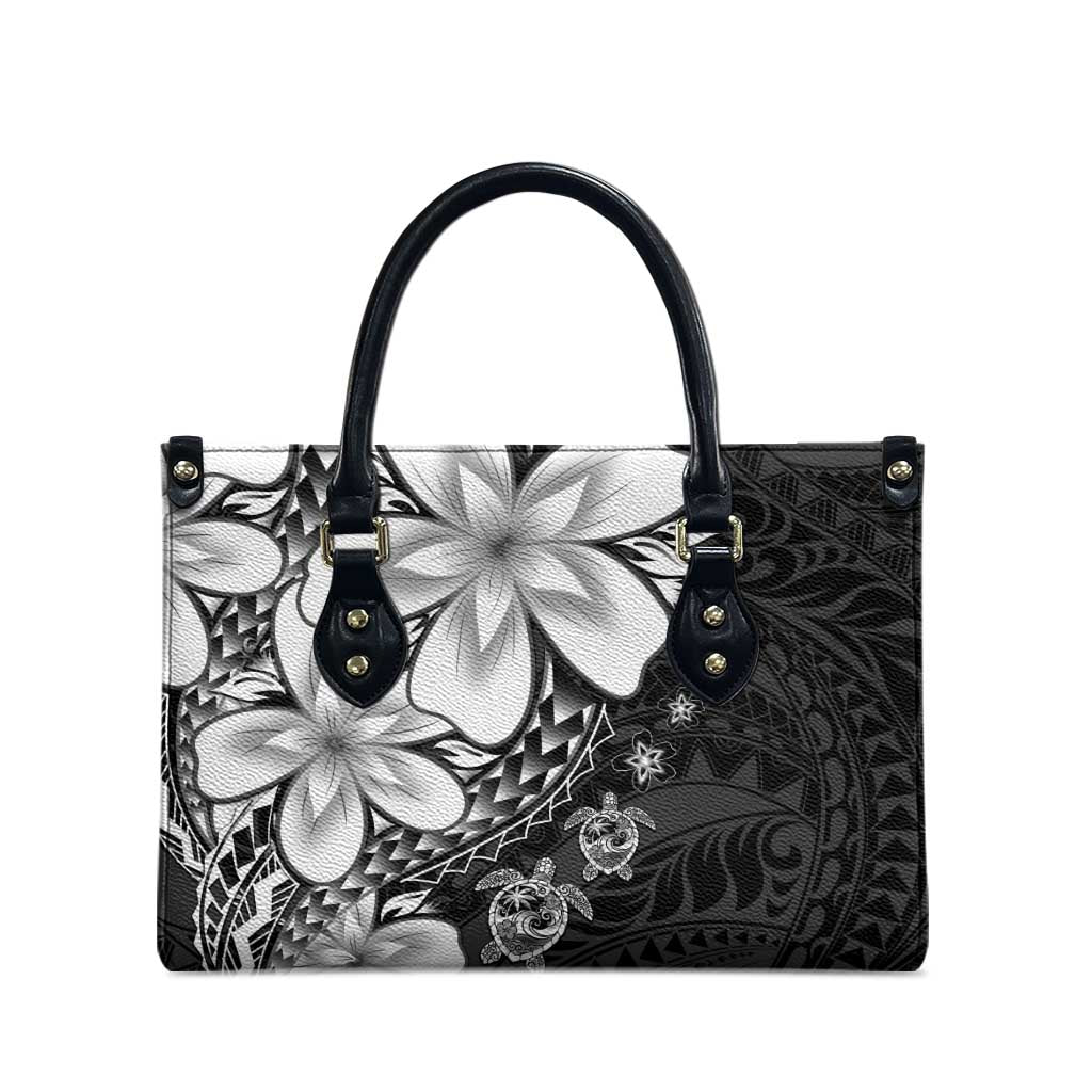 Polynesia Romantic Valentine Leather Bag Sea Turtle Couple With Black Plumeria