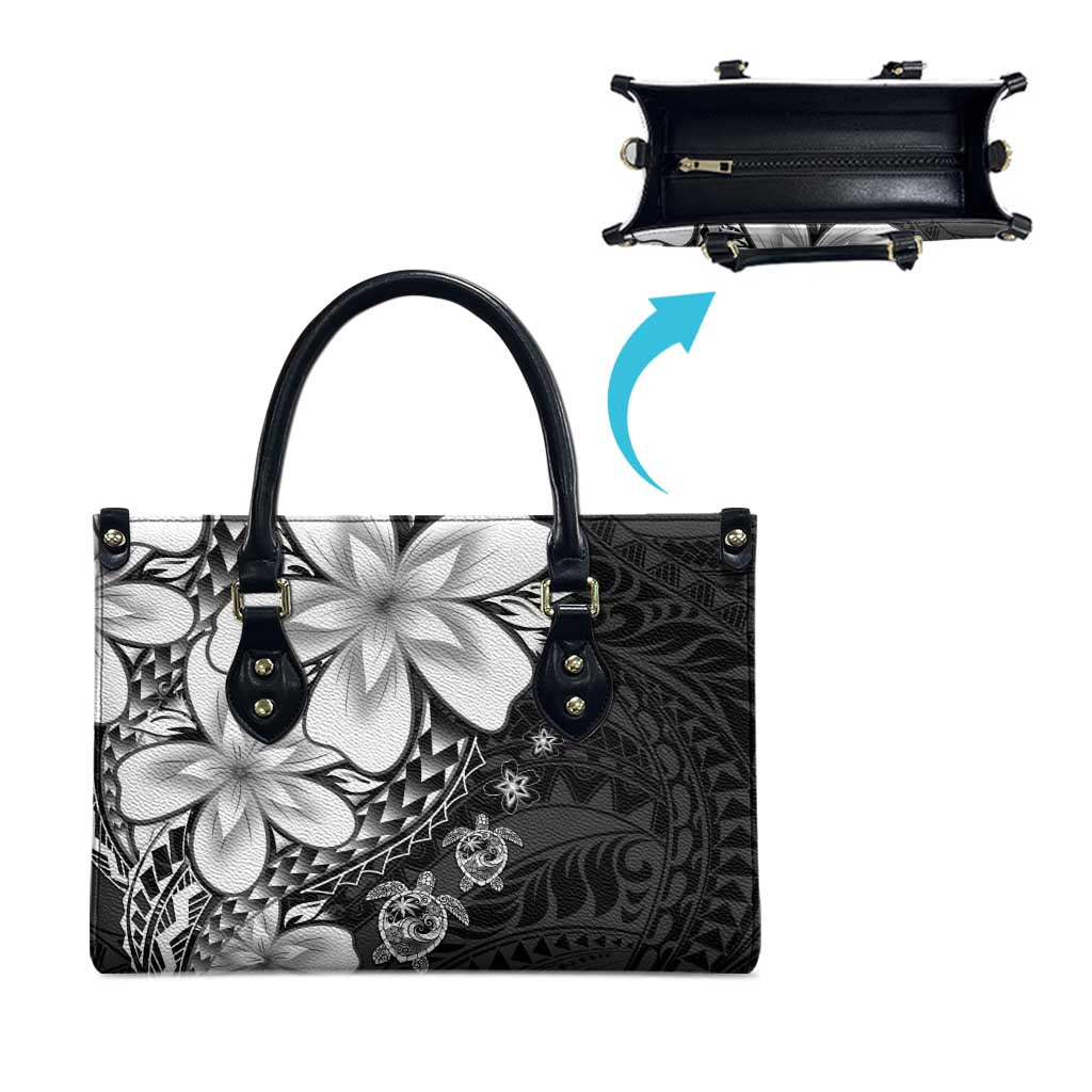 Polynesia Romantic Valentine Leather Bag Sea Turtle Couple With Black Plumeria