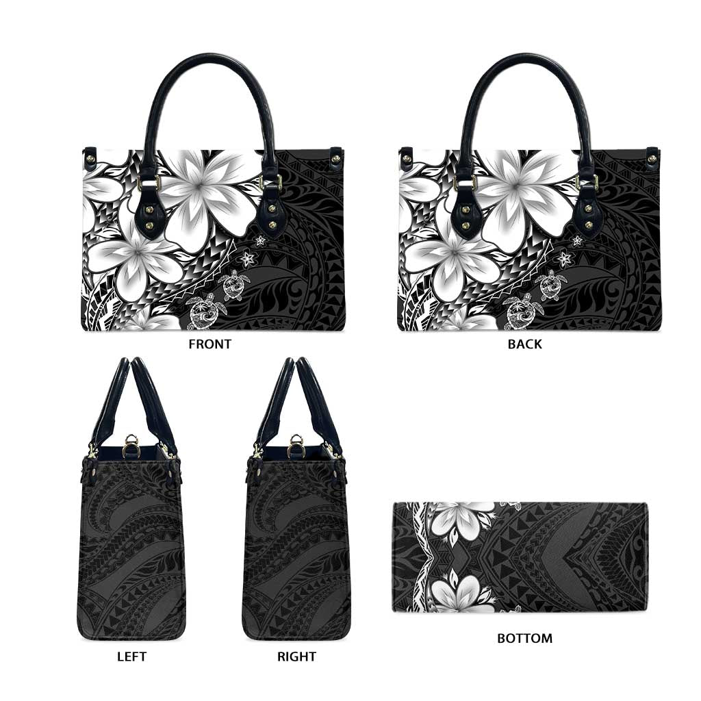 Polynesia Romantic Valentine Leather Bag Sea Turtle Couple With Black Plumeria