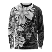 Polynesia Romantic Valentine Long Sleeve Shirt Sea Turtle Couple With Black Plumeria