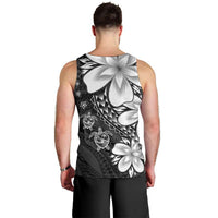 Polynesia Romantic Valentine Men Tank Top Sea Turtle Couple With Black Plumeria