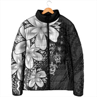 Polynesia Romantic Valentine Padded Jacket Sea Turtle Couple With Black Plumeria