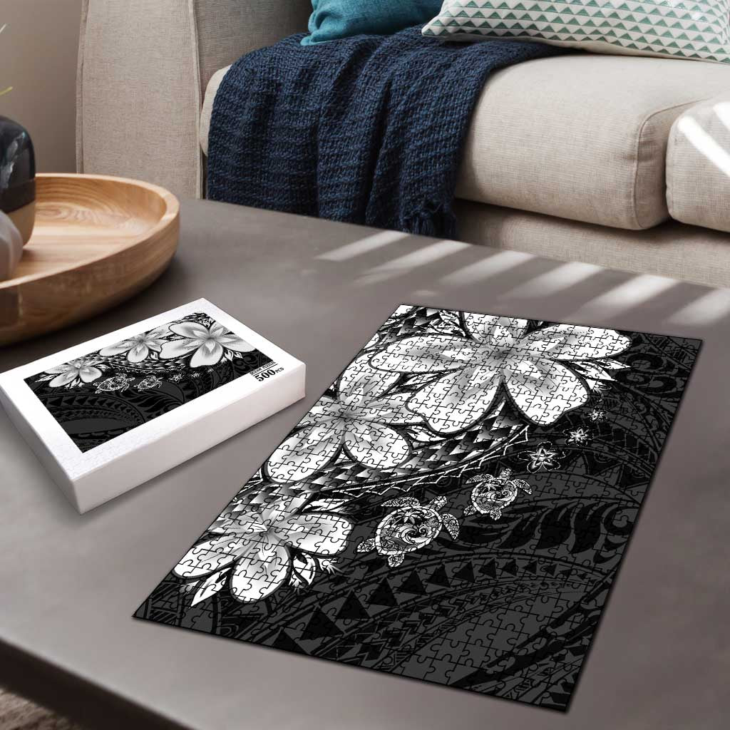 Polynesia Romantic Valentine Puzzle Sea Turtle Couple With Black Plumeria