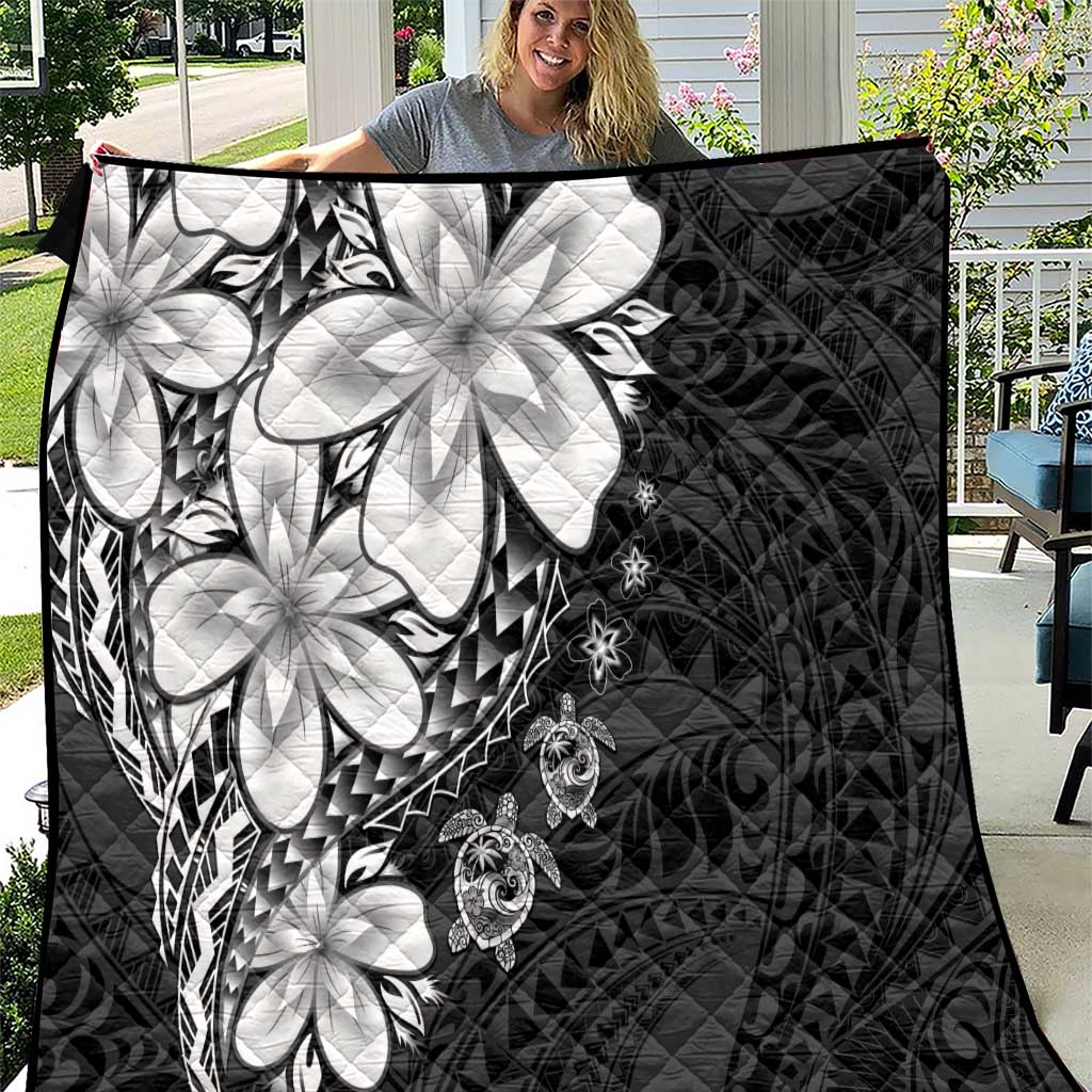 Polynesia Romantic Valentine Quilt Sea Turtle Couple With Black Plumeria