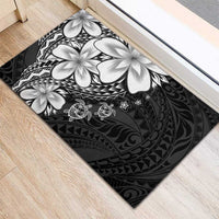 Polynesia Romantic Valentine Rubber Doormat Sea Turtle Couple With Black Plumeria