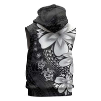 Polynesia Romantic Valentine Sleeveless Zip Hoodie Sea Turtle Couple With Black Plumeria