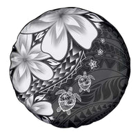 Polynesia Romantic Valentine Spare Tire Cover Sea Turtle Couple With Black Plumeria