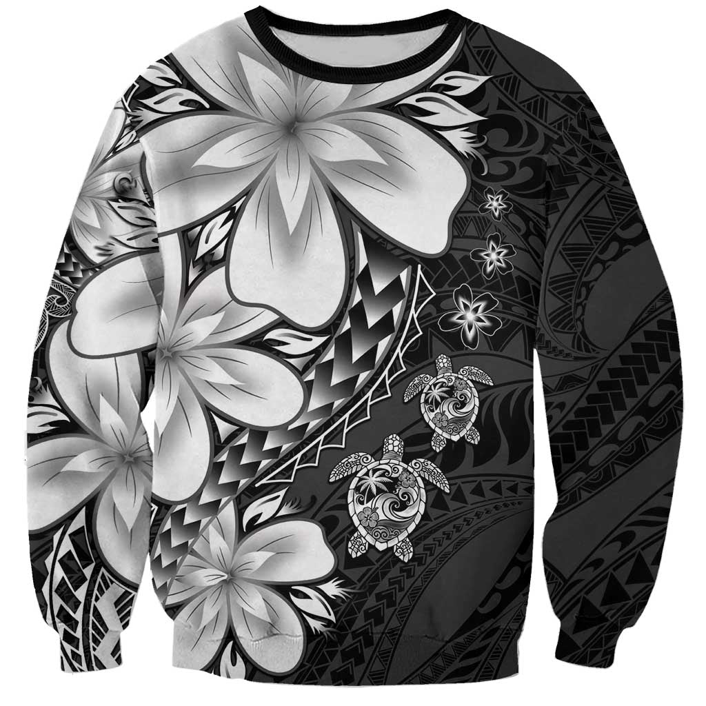 Polynesia Romantic Valentine Sweatshirt Sea Turtle Couple With Black Plumeria