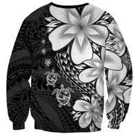 Polynesia Romantic Valentine Sweatshirt Sea Turtle Couple With Black Plumeria