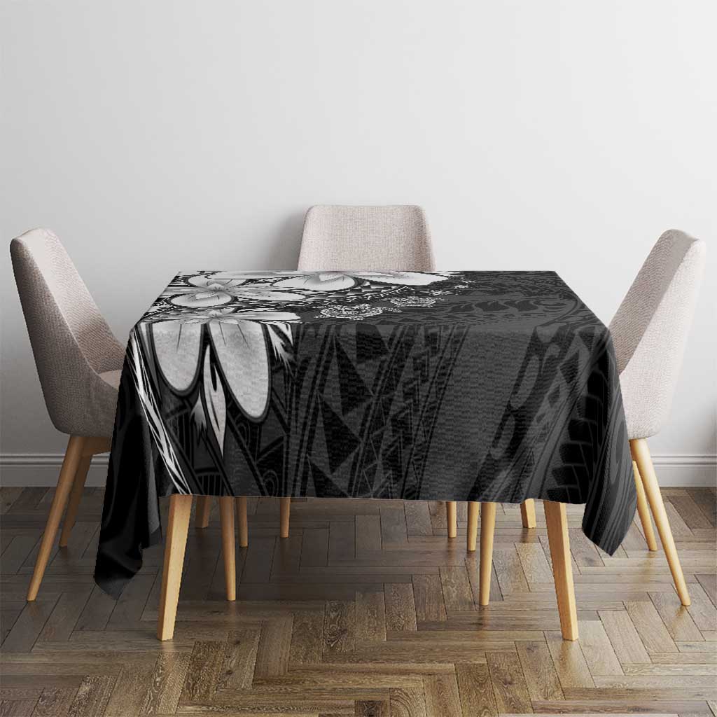Polynesia Romantic Valentine Tablecloth Sea Turtle Couple With Black Plumeria