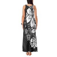 Polynesia Romantic Valentine Tank Maxi Dress Sea Turtle Couple With Black Plumeria