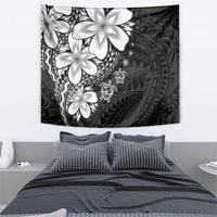 Polynesia Romantic Valentine Tapestry Sea Turtle Couple With Black Plumeria