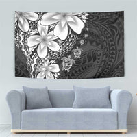 Polynesia Romantic Valentine Tapestry Sea Turtle Couple With Black Plumeria