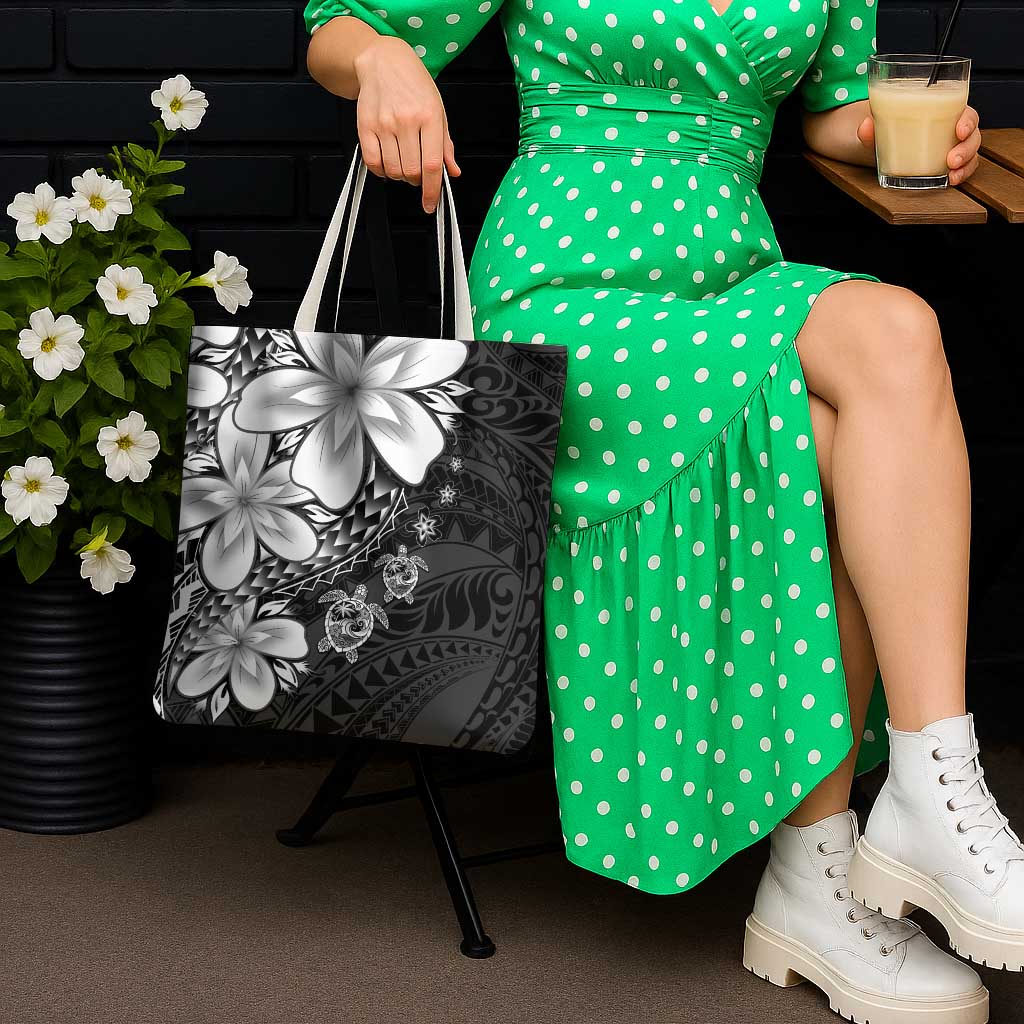 Polynesia Romantic Valentine Tote Bag Sea Turtle Couple With Black Plumeria