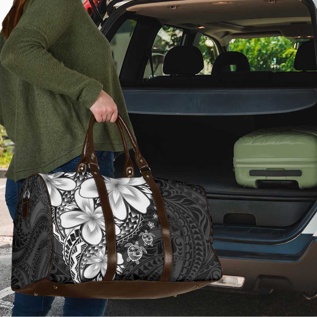 Polynesia Romantic Valentine Travel Bag Sea Turtle Couple With Black Plumeria