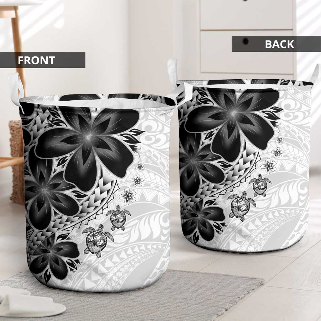 Polynesia Romantic Valentine Laundry Basket Sea Turtle Couple With White Plumeria