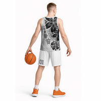 Polynesia Romantic Valentine Basketball Jersey Sea Turtle Couple With White Plumeria