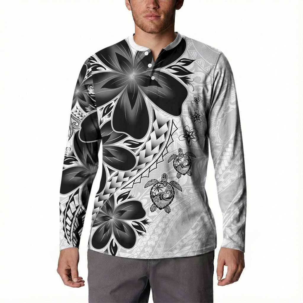Polynesia Romantic Valentine Button Sweatshirt Sea Turtle Couple With White Plumeria