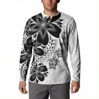 Polynesia Romantic Valentine Button Sweatshirt Sea Turtle Couple With White Plumeria