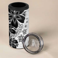 Polynesia Romantic Valentine 4 in 1 Can Cooler Tumbler Sea Turtle Couple With White Plumeria