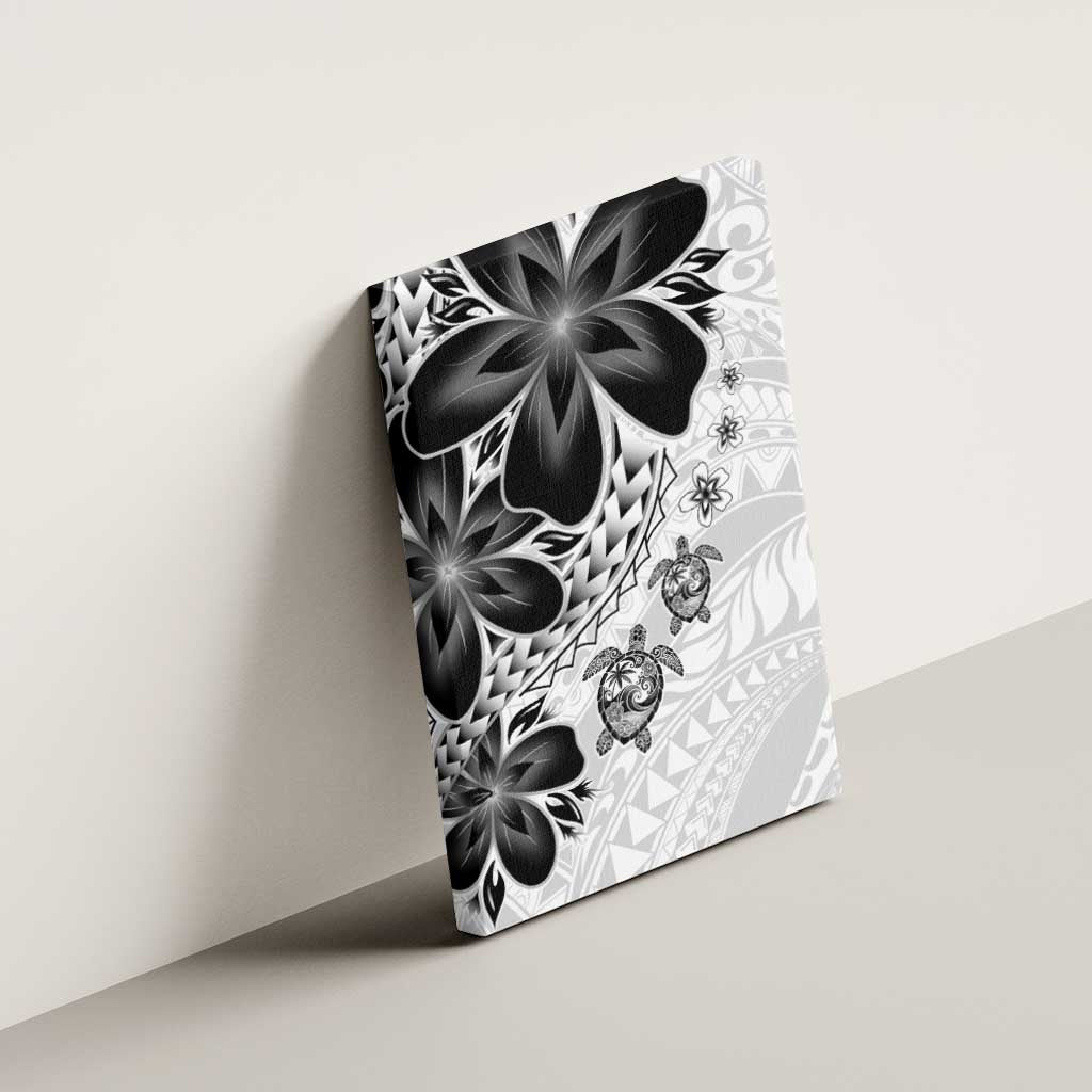 Polynesia Romantic Valentine Canvas Wall Art Sea Turtle Couple With White Plumeria
