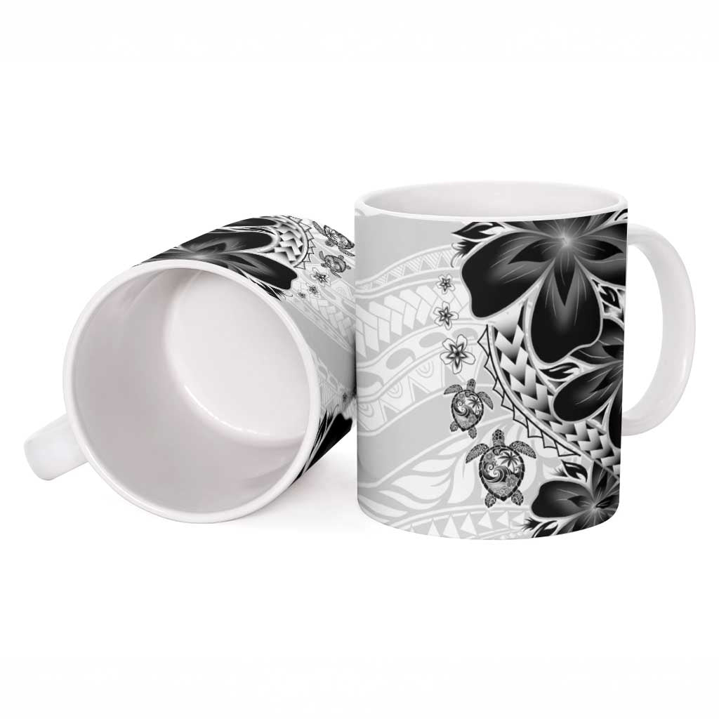 Polynesia Romantic Valentine Ceramic Mug Sea Turtle Couple With White Plumeria