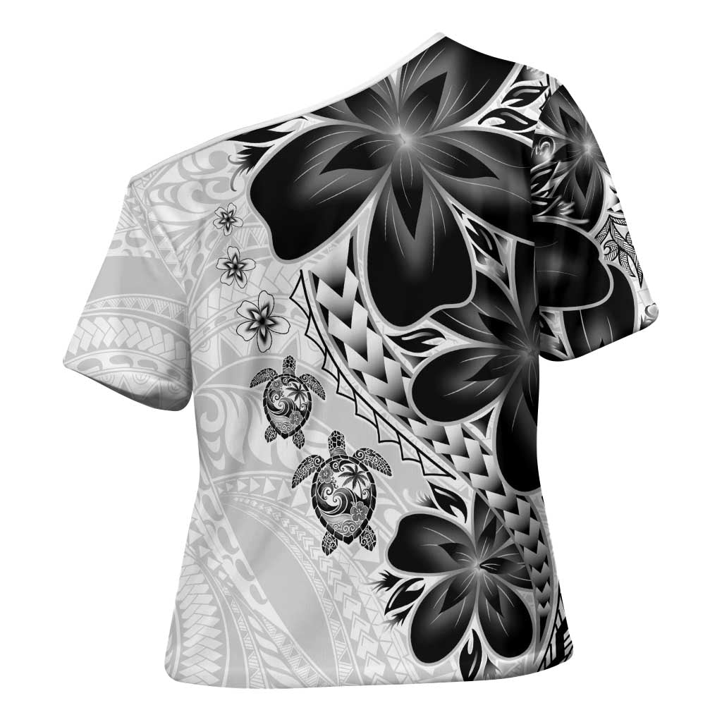 Polynesia Romantic Valentine Cross Shoulder Shirt Sea Turtle Couple With White Plumeria