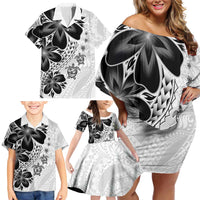 Polynesia Romantic Valentine Family Matching Off Shoulder Short Dress and Hawaiian Shirt Sea Turtle Couple With White Plumeria LT05 - Polynesian Pride