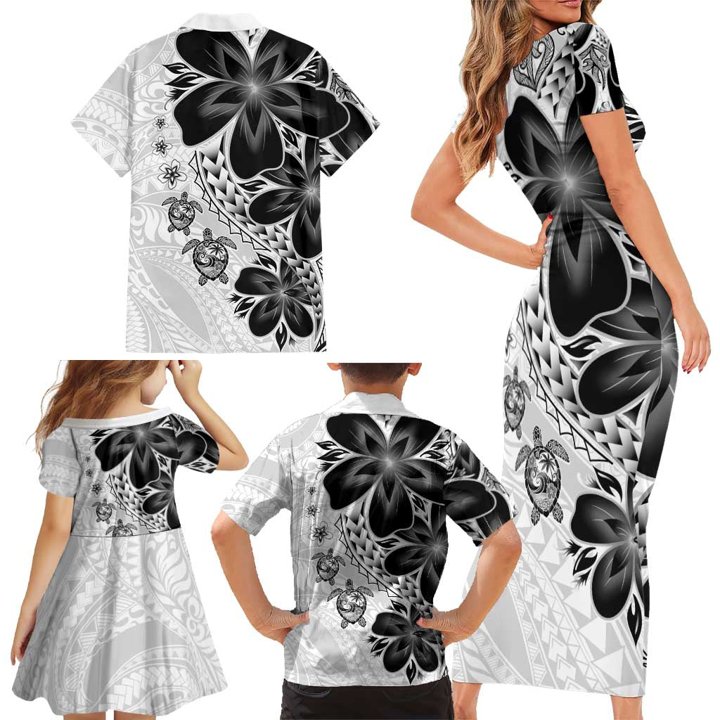 Polynesia Romantic Valentine Family Matching Short Sleeve Bodycon Dress and Hawaiian Shirt Sea Turtle Couple With White Plumeria LT05 - Polynesian Pride