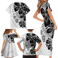 Polynesia Romantic Valentine Family Matching Short Sleeve Bodycon Dress and Hawaiian Shirt Sea Turtle Couple With White Plumeria LT05 - Polynesian Pride