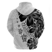 Polynesia Romantic Valentine Hoodie Sea Turtle Couple With White Plumeria