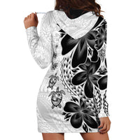 Polynesia Romantic Valentine Hoodie Dress Sea Turtle Couple With White Plumeria