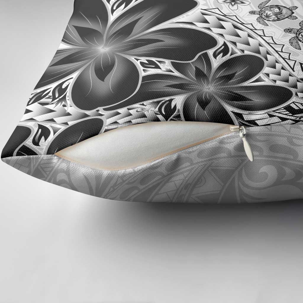 Polynesia Romantic Valentine Pillow Cover Sea Turtle Couple With White Plumeria