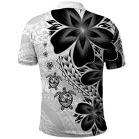Polynesia Romantic Valentine Polo Shirt Sea Turtle Couple With White Plumeria