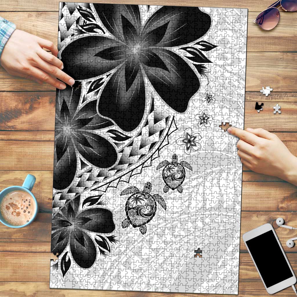 Polynesia Romantic Valentine Puzzle Sea Turtle Couple With White Plumeria
