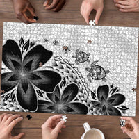 Polynesia Romantic Valentine Puzzle Sea Turtle Couple With White Plumeria