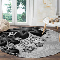 Polynesia Romantic Valentine Round Carpet Sea Turtle Couple With White Plumeria