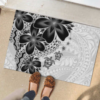 Polynesia Romantic Valentine Rubber Doormat Sea Turtle Couple With White Plumeria