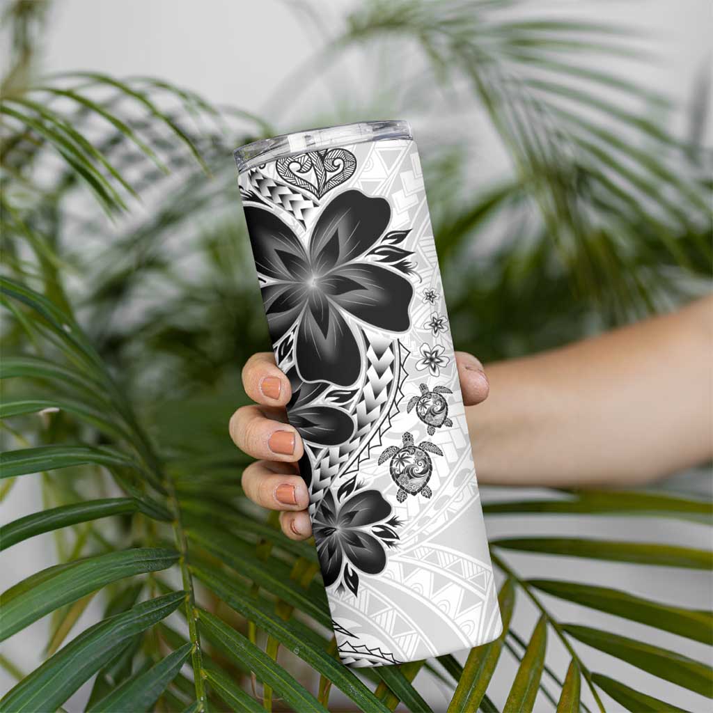 Polynesia Romantic Valentine Skinny Tumbler Sea Turtle Couple With White Plumeria