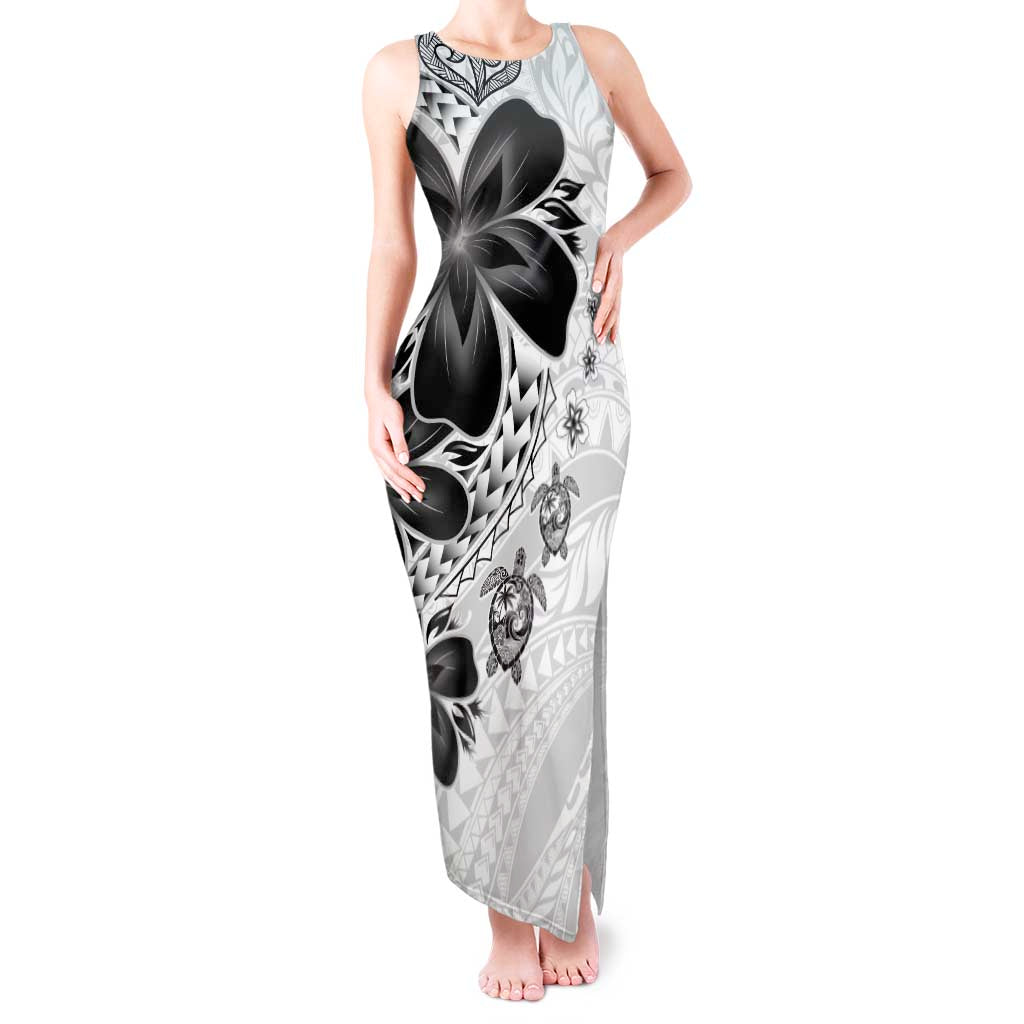 Polynesia Romantic Valentine Tank Maxi Dress Sea Turtle Couple With White Plumeria