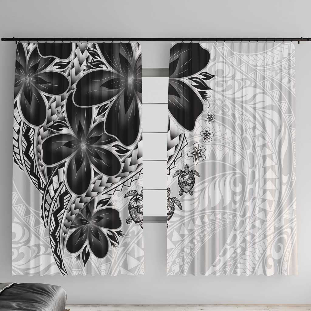Polynesia Romantic Valentine Window Curtain Sea Turtle Couple With White Plumeria