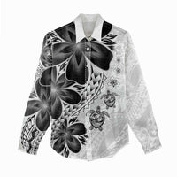 Polynesia Romantic Valentine Women Casual Shirt Sea Turtle Couple With White Plumeria