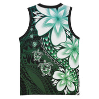Polynesia Romantic Valentine Basketball Jersey Sea Turtle Couple With Aqua Gradient Plumeria