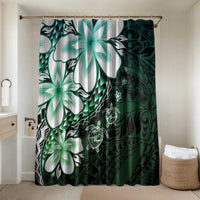 Polynesia Romantic Valentine Bathroom Set Sea Turtle Couple With Aqua Gradient Plumeria