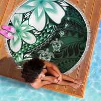 Polynesia Romantic Valentine Beach Blanket Sea Turtle Couple With Aqua Gradient Plumeria