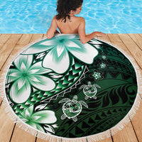 Polynesia Romantic Valentine Beach Blanket Sea Turtle Couple With Aqua Gradient Plumeria