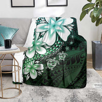 Polynesia Romantic Valentine Blanket Sea Turtle Couple With Aqua Gradient Plumeria